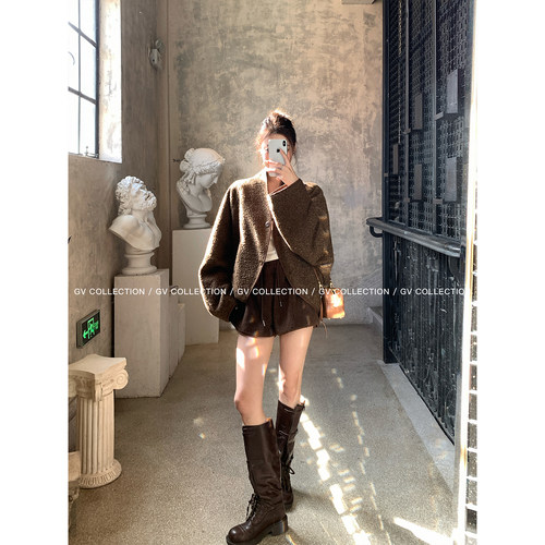 GV大白哥 秀场基因 茧型圈圈羊毛开衫外套冬季新款保暖上衣 - 图2