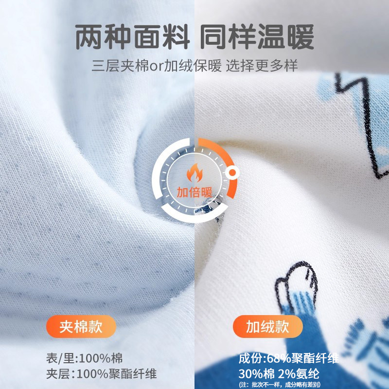 婴儿三层夹棉内衣套装加厚宝宝秋衣秋裤保暖纯棉儿童男童女童秋冬,淘宝优惠券,粉丝福利购,淘宝优惠卷