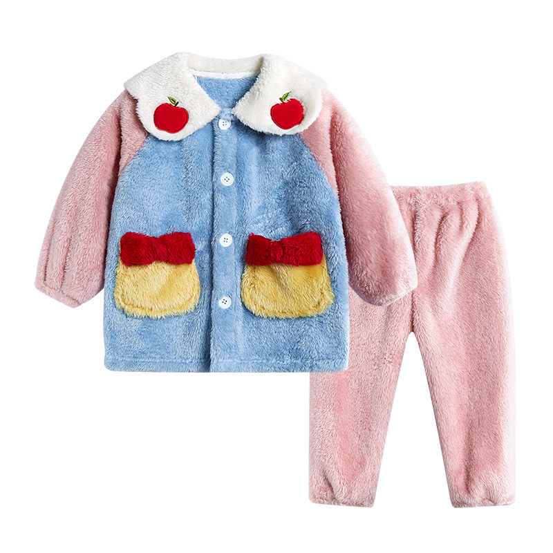 圆圆猫 2025冬季新款女童珊瑚绒睡衣冬季加厚保暖儿童家居服套装,淘宝优惠券,粉丝福利购,淘宝优惠卷