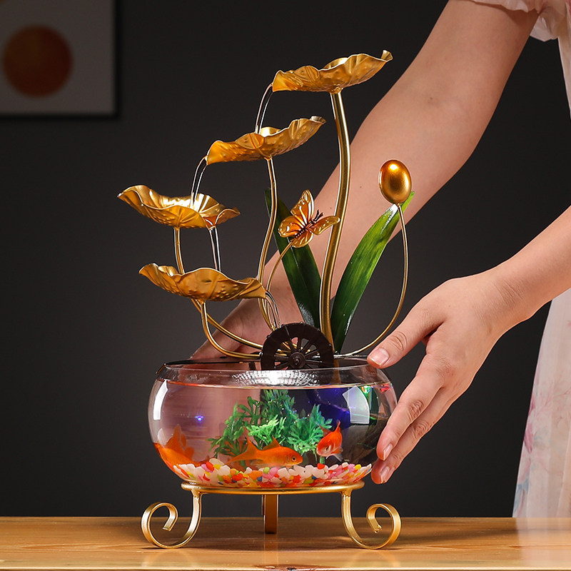 风水轮招财流水鱼缸装饰现代创意轻奢铁艺客厅办公室家居开业礼品,淘宝优惠券,粉丝福利购,淘宝优惠卷