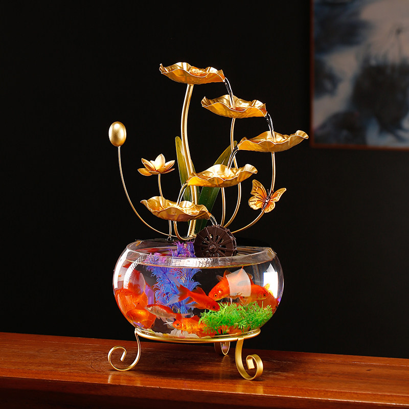风水轮招财流水鱼缸装饰现代创意轻奢铁艺客厅办公室家居开业礼品,淘宝优惠券,粉丝福利购,淘宝优惠卷