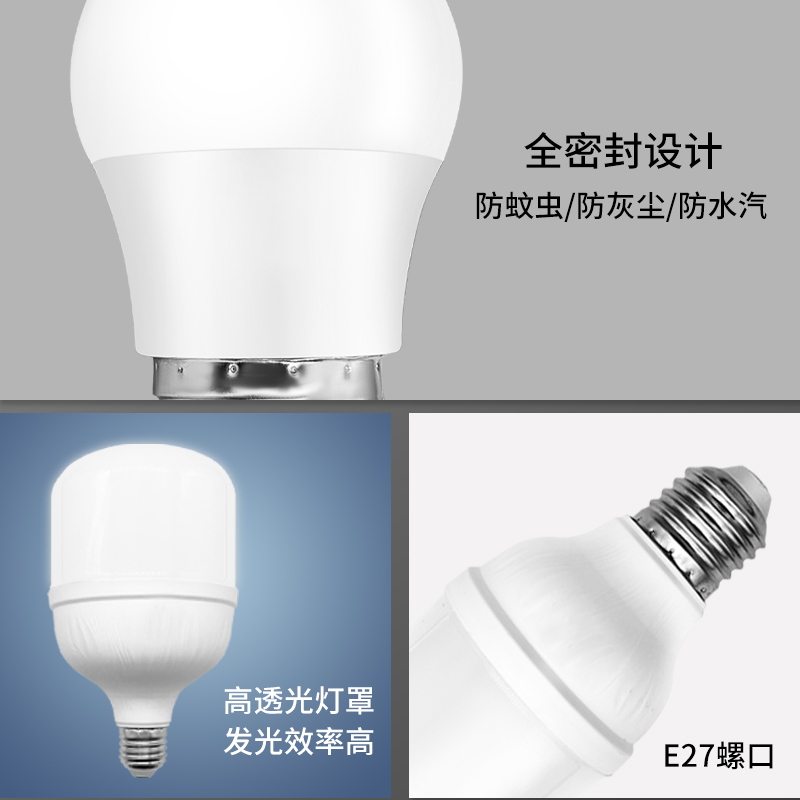 格润莱特led灯泡e27螺口 5w12w15w20w塑包铝球泡节能家用灯具光源-图3