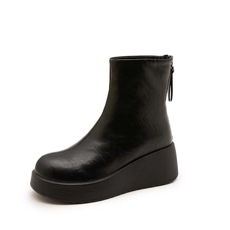 真皮厚底英伦风马丁靴女秋冬新款6cm休闲松糕加绒豆豆博肯鞋短靴,淘宝优惠券,粉丝福利购,淘宝优惠卷