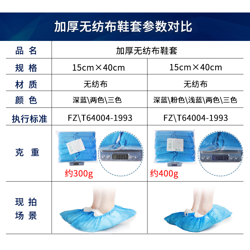 靓涤一次性鞋套家用室内物业加厚无纺布机房学生耐磨足套防滑脚套 - 图2