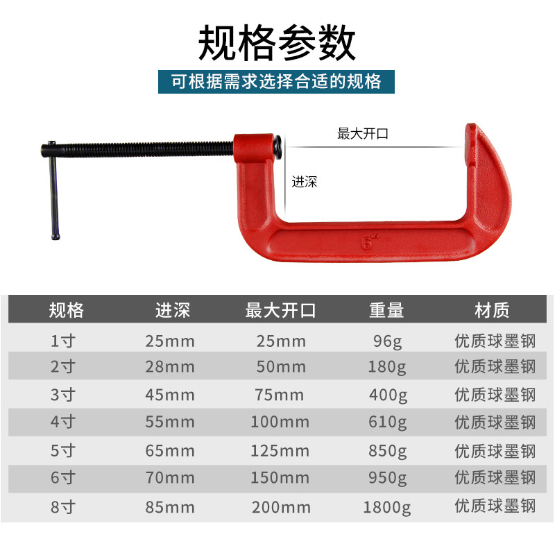 奥奔木工G字夹F形C型夹子固定夹重型快速木工压紧夹G型夹具夹紧器_虎窝淘