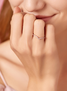 925纯银玫瑰金戒指ins简约时尚