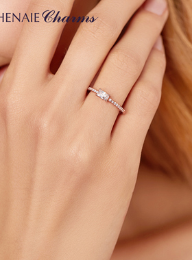 方石925纯银玫瑰金女insck戒指