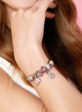 ATHENAIE彩虹925银手镯网红款简约时尚银饰串珠手镯送女友礼物款