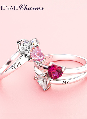 925纯银情侣戒指刻字小众设计女时尚个性戒指女网红款情人节礼物