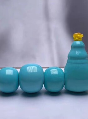 湖北原矿绿松石老型单珠散珠三通套装佛头腰珠金刚手串隔珠配饰