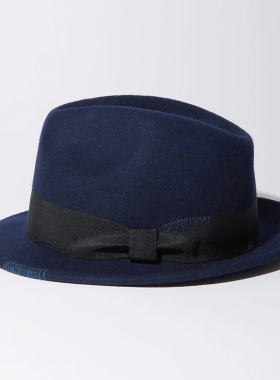 KUON Sashiko Fedora Hat 日本手缝刺子礼帽