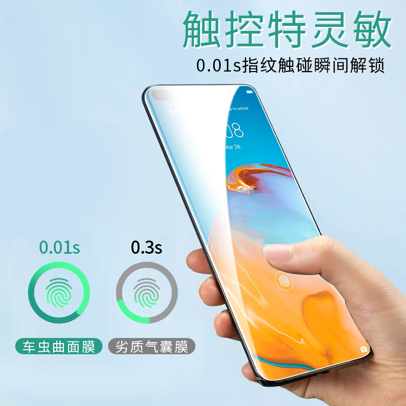 适用华为p40pro钢化膜P40手机膜全屏全覆盖5g版防窥p40pro+蓝光曲面防偷窥huaweip原装por贴膜四十保护膜水凝 - 图3