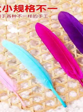 幼儿园手工彩色羽毛马卡龙色DIY