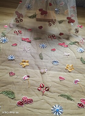 重工立体网纱刺绣蕾丝布料古风