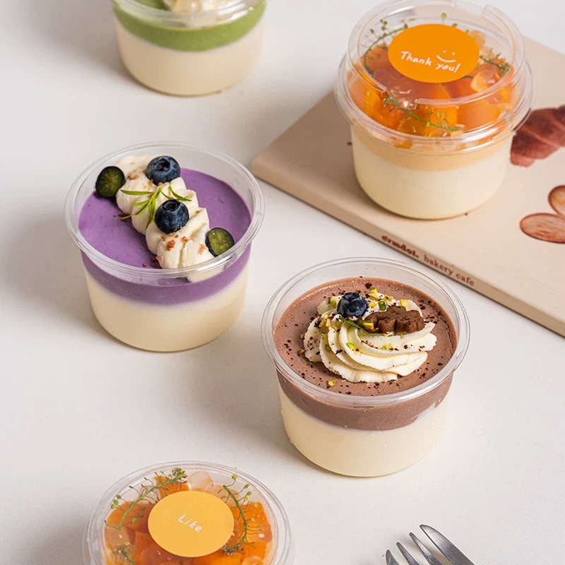 透明迷你慕斯蛋糕盒圆形布丁奶冻杯子提拉米苏甜品酸奶豆乳打包盒 - 图3