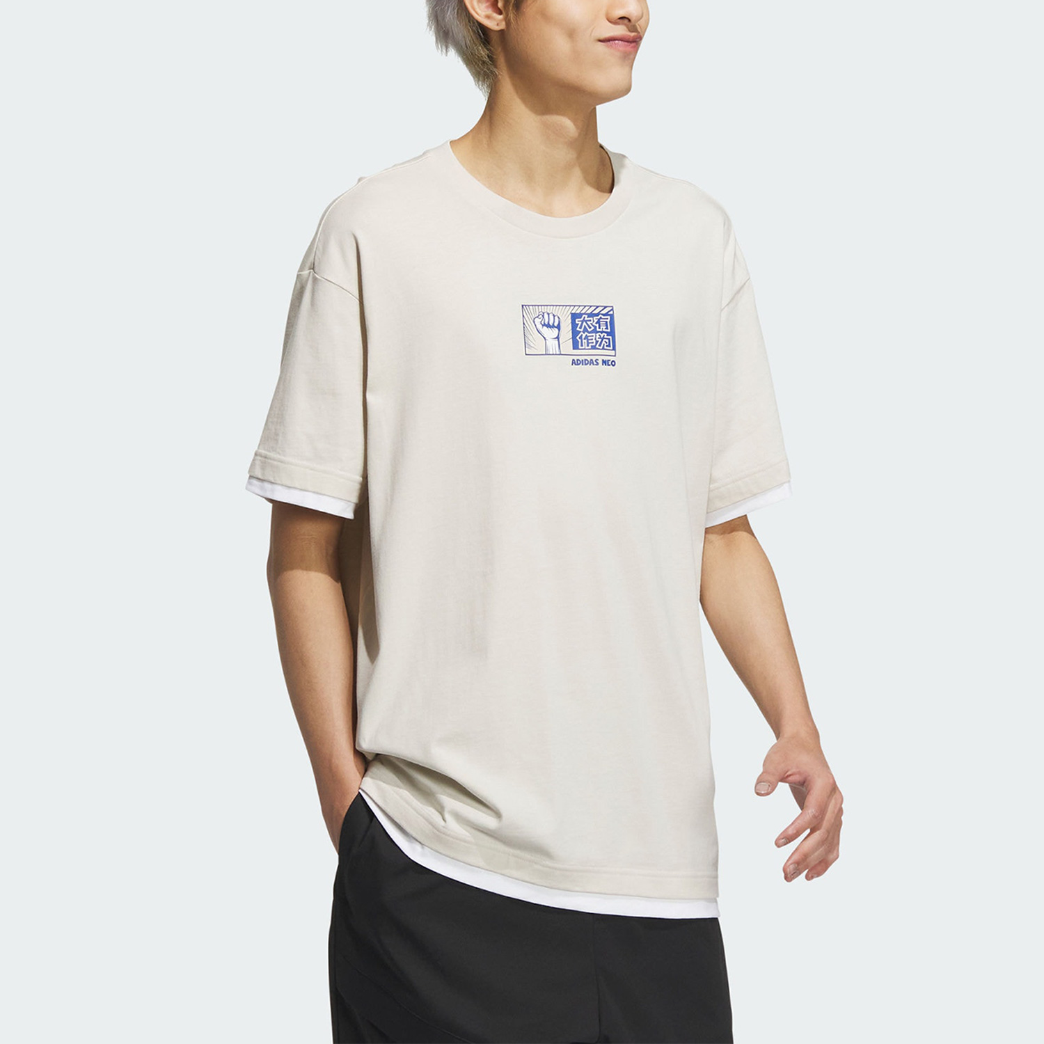 Adidas/阿迪达斯正品NEO男女宽松透气休闲运动短袖T恤IP4042-图0