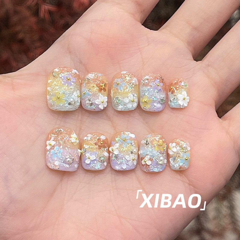 高质量穿戴甲短款纯手工甲片穿戴式指甲贴片2025新款精致春日美甲,淘宝优惠券,粉丝福利购,淘宝优惠卷