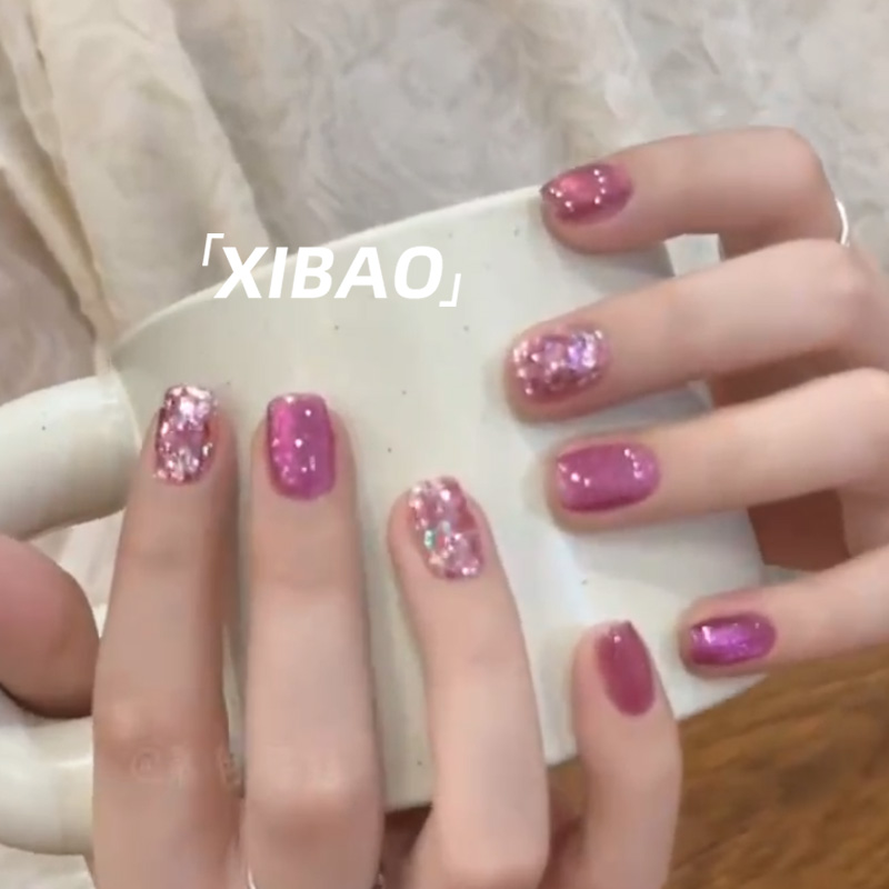 猫眼穿戴甲短款高级感成品网红美甲2025新款春夏手工定制指甲贴片 - 图3