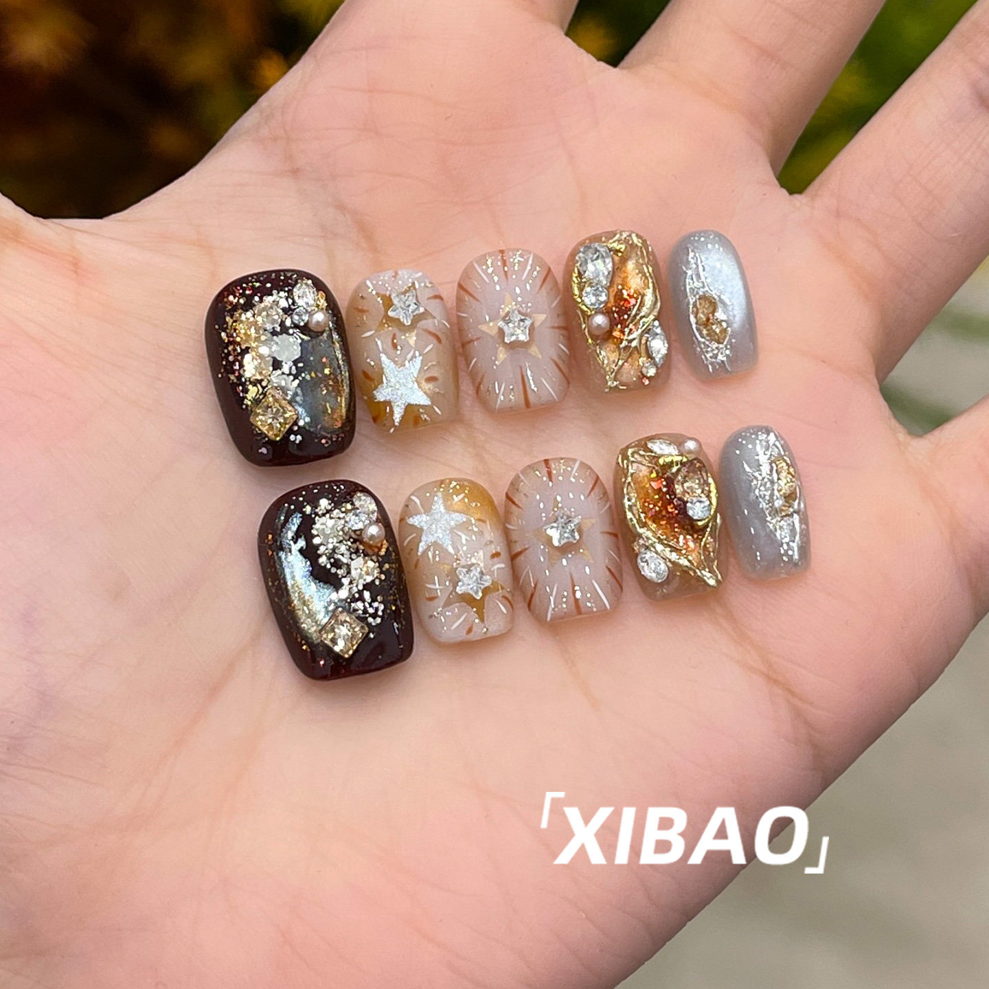 重工穿戴甲秋冬高级感短款猫眼指甲贴片2025新款手工绝美穿戴美甲,淘宝优惠券,粉丝福利购,淘宝优惠卷