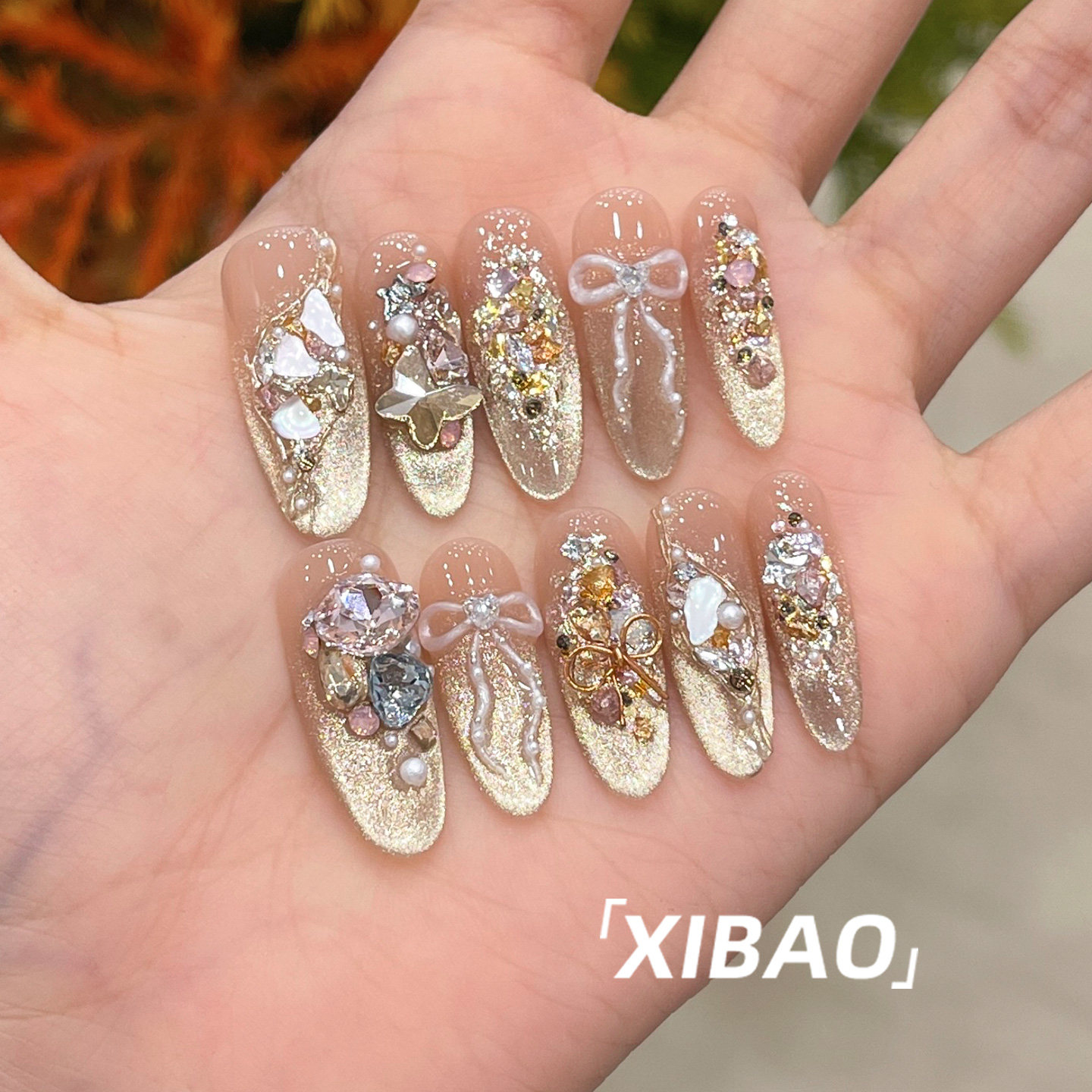 重工穿戴甲长款高级感绝美显白穿戴美甲2025新款手工猫眼指甲贴片,淘宝优惠券,粉丝福利购,淘宝优惠卷