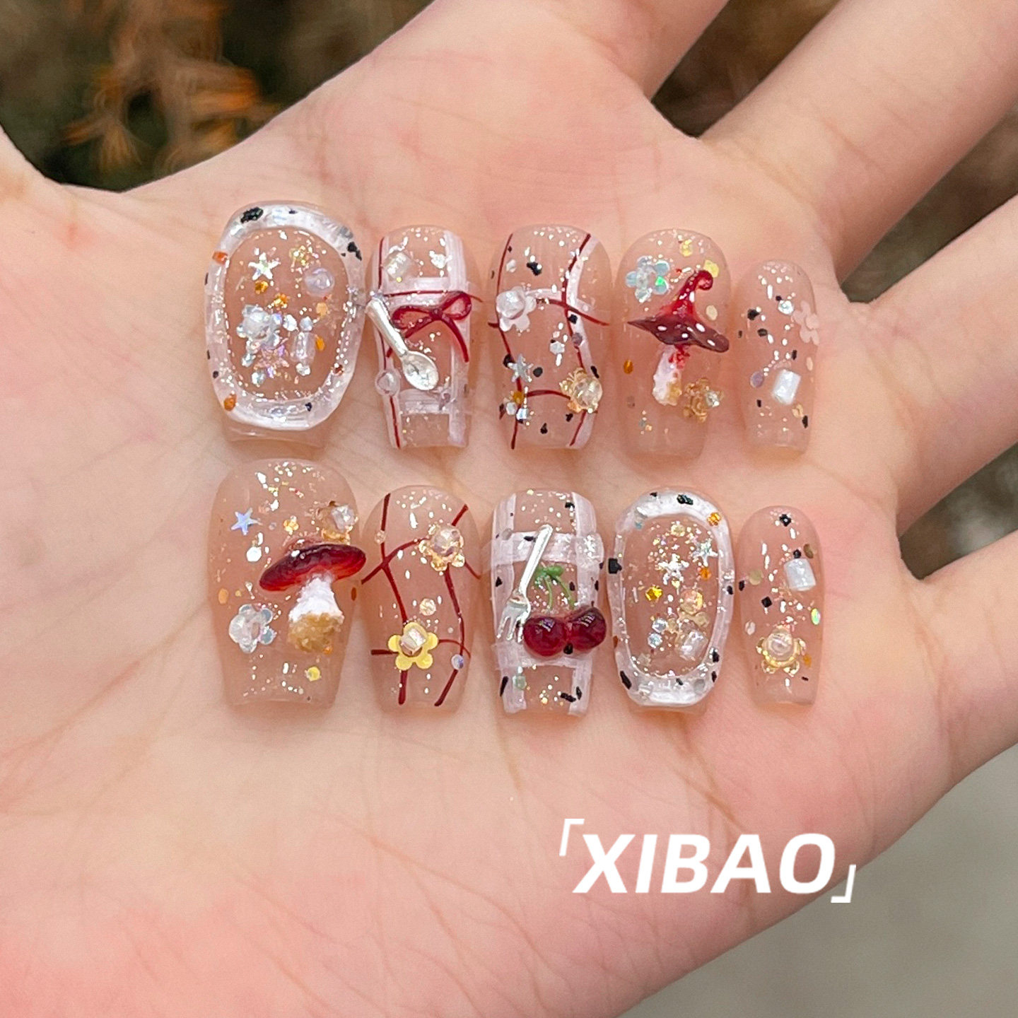 短款穿戴甲2025新款高级感精致重工穿戴美甲手工显白绝美指甲贴片,淘宝优惠券,粉丝福利购,淘宝优惠卷