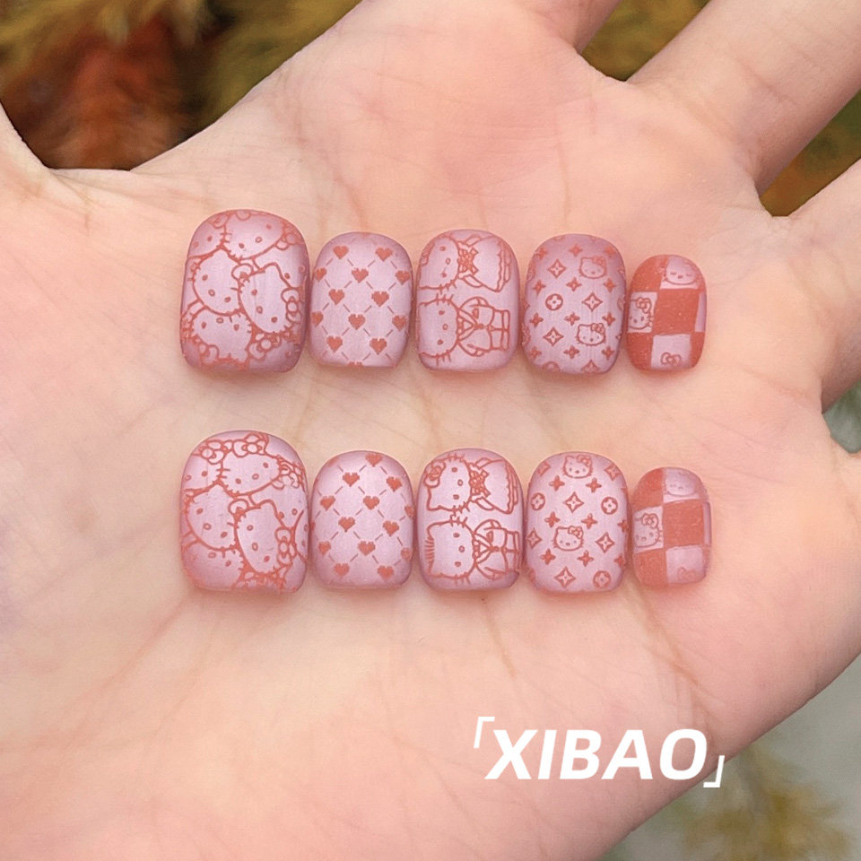 hellokitty穿戴甲短款纯手工制作穿戴款美甲2025新款可爱指甲贴片,淘宝优惠券,粉丝福利购,淘宝优惠卷