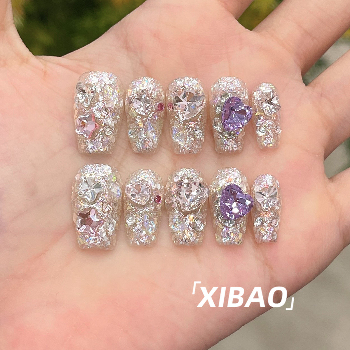 超火穿戴甲短款重工爆闪指甲贴片2025新款高级感手工绝美穿戴美甲,淘宝优惠券,粉丝福利购,淘宝优惠卷