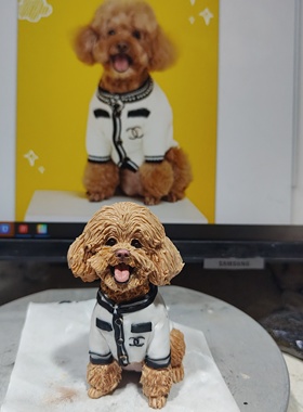 照片定制创意手工软陶宠物狗狗公仔玩偶模型去世生日纪念品摆件