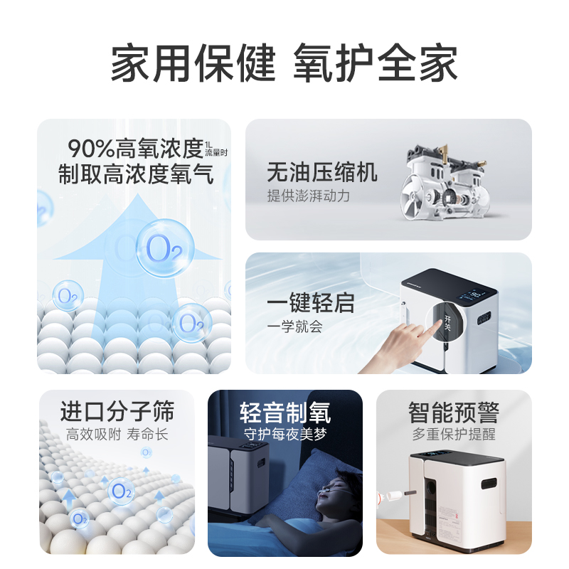 鱼跃制氧机家用老人吸氧机