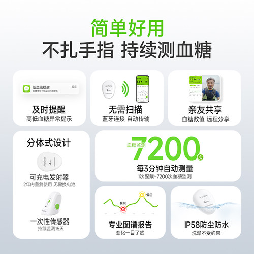 鱼跃动态血糖仪4Pro安耐糖血糖动态监测家用24小时测试官方旗舰店 - 图0