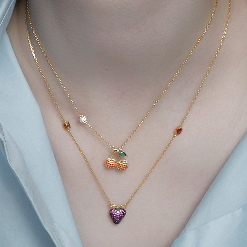 rsny小樱桃女纯银潮甜美气质锁骨链 RSNY项链