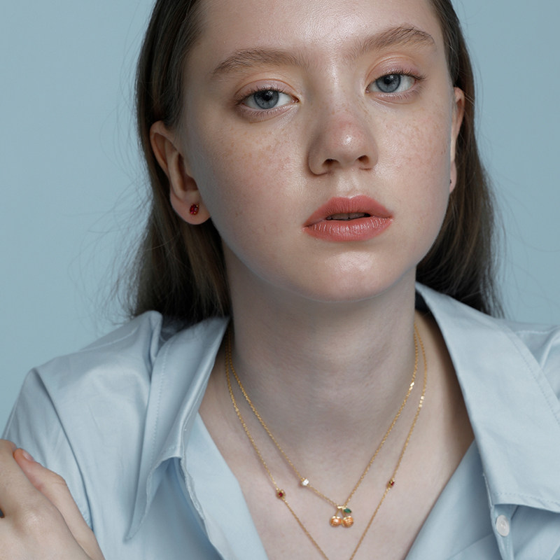 rsny小樱桃女纯银潮甜美气质锁骨链 RSNY项链