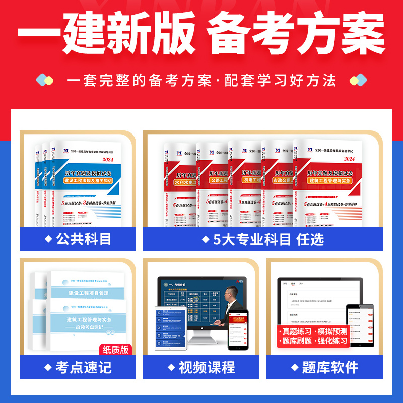 一级建造师历年真题试卷 2024年一级建造师教材考试用书全套押题 一建房建筑土建市政机电水利公路建筑工程管理实务法规习题集题库 - 图0