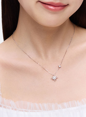 卡蒂罗星芒太阳项链女S925银轻奢小众设计锁骨链生日礼物送女友