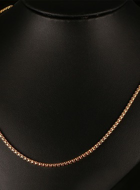 泰爱你3mm方珠链金色潮男项链