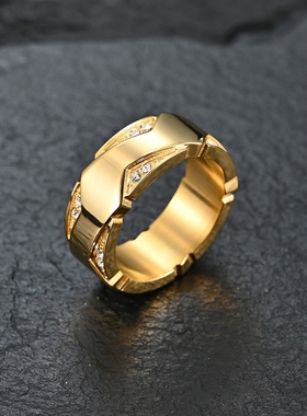 时尚简约镀18K金粘钻戒指