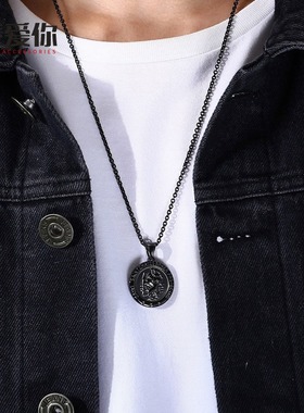 泰爱你圣克里斯多福背黑色项链