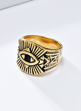 泰爱你时尚全知之眼钛钢戒指