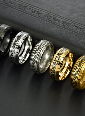 泰爱你时尚维京字母钛钢戒指