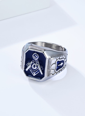泰爱你欧美复古共济会戒指