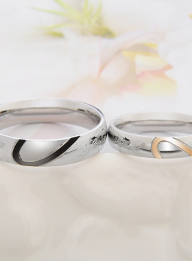 泰爱你浪漫心形情侣戒指