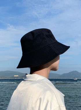 黑色大头围日系男士防晒遮阳帽