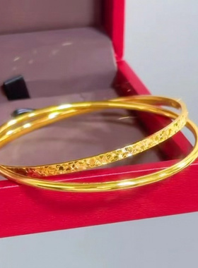 越南沙金碎冰冰双环手镯时尚网红