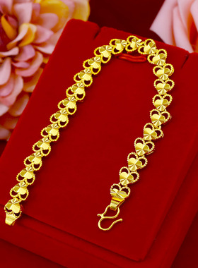 沙金泰金手链百搭款女式黄铜镀金