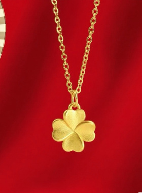 四叶草吊坠项链女小众设计幸运草