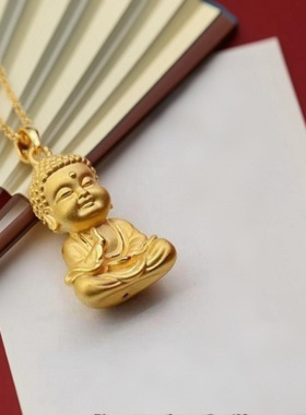 合金镀金小佛吊坠越南沙金弥勒佛