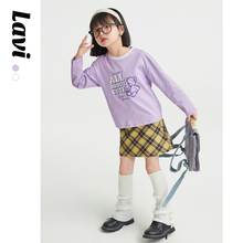 LAVI女童撞色小熊印花圆领T恤长袖