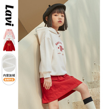LAVI女童连帽卫衣红色加绒