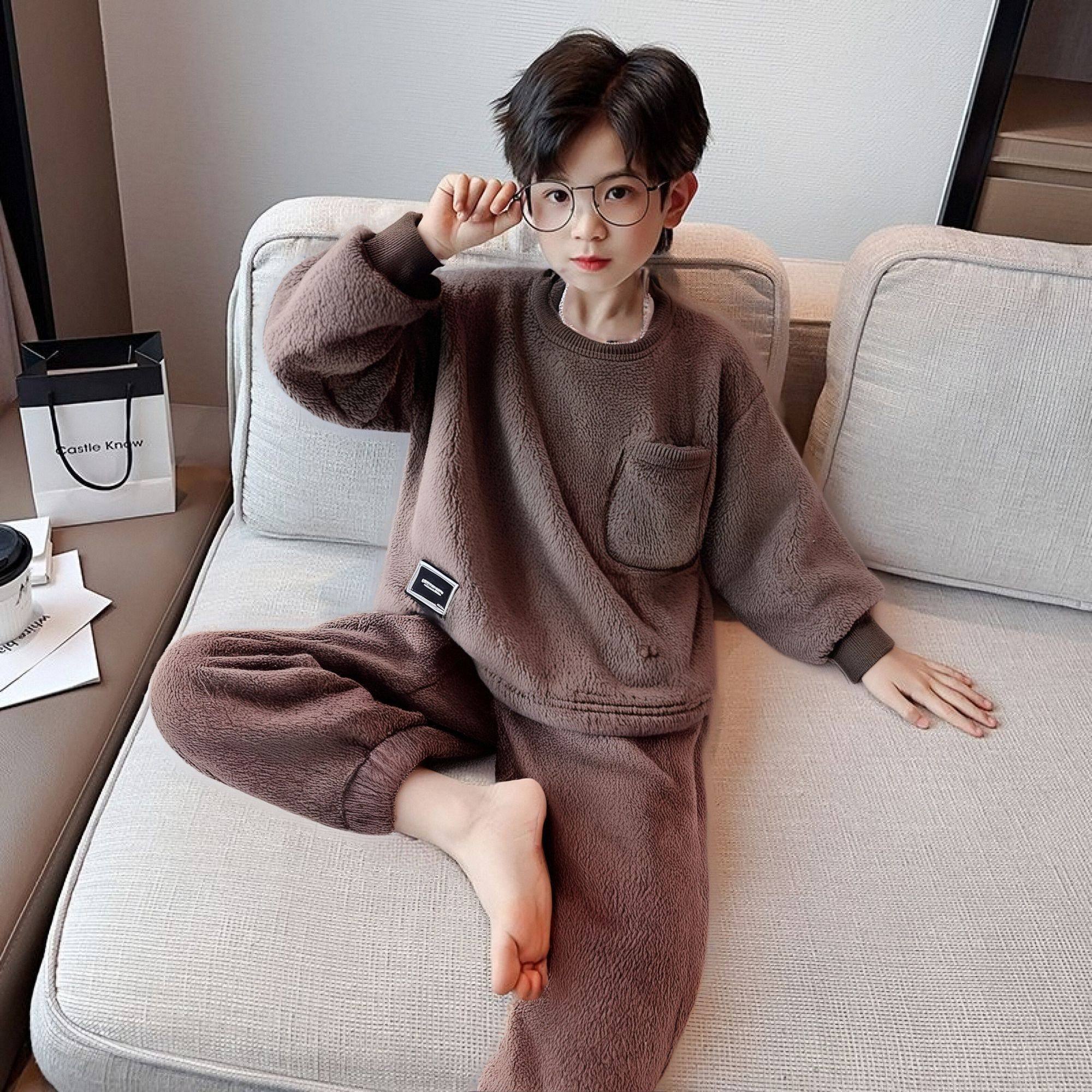 秋保暖男童家居服中大童居家服冬款儿童睡衣男孩长袖睡衣套装德绒,淘宝优惠券,粉丝福利购,淘宝优惠卷