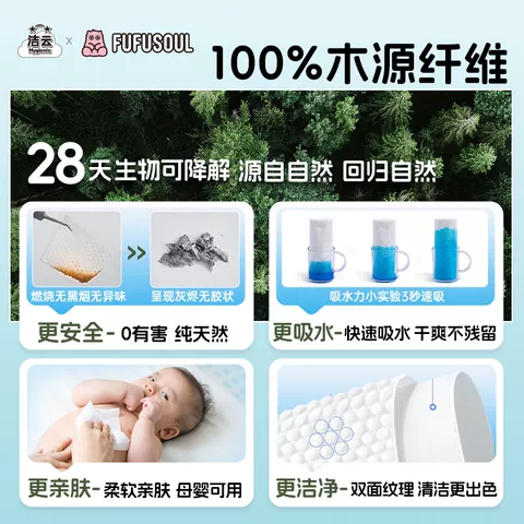 洁云洁面巾FUFUSOUL联名加大洗脸巾壁挂式一次性擦脸巾悬挂式正品 图片 2